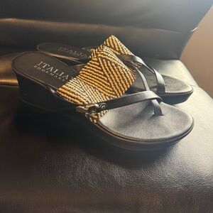 Italian Shoemakers leather and woven Women's Sandals